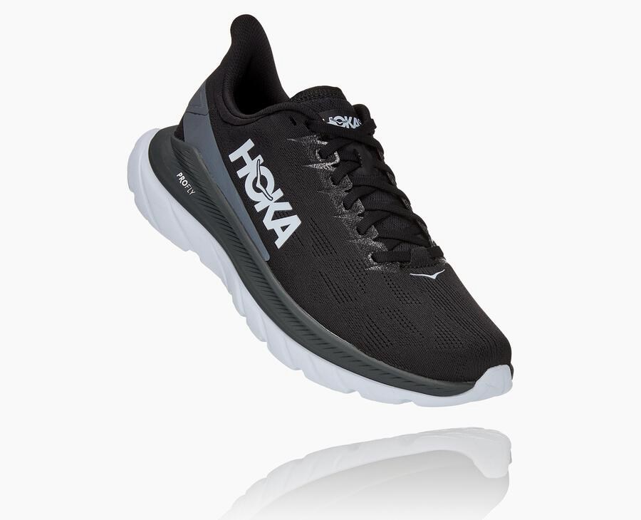 Hoka One One Mens Running Shoes - Mach 4 - Black/White - TVCM18945